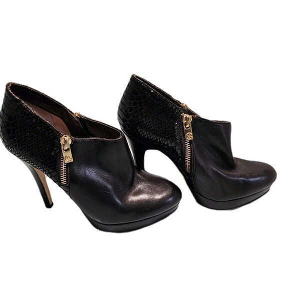 MICHAEL KORS Black Leather Platform High Heel Ankle Boots Booties Size 7 M - Picture 2 of 4